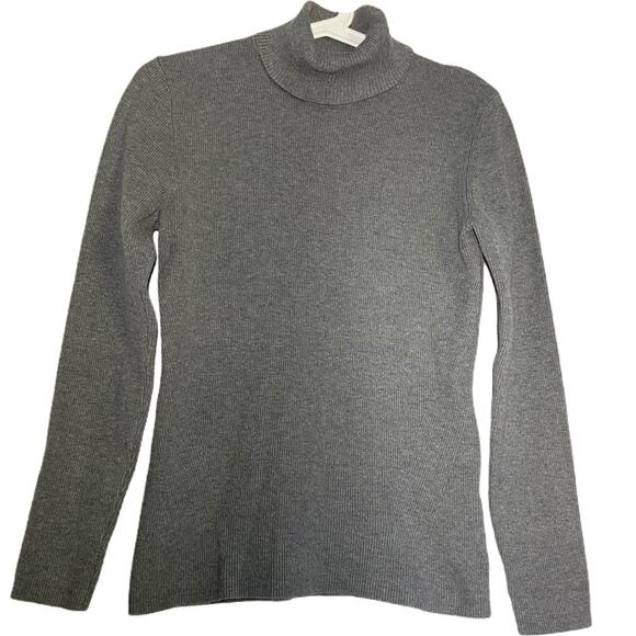 Orvis Turtleneck gray Ribbed turtleneck Cotton s - Picture 1 of 4